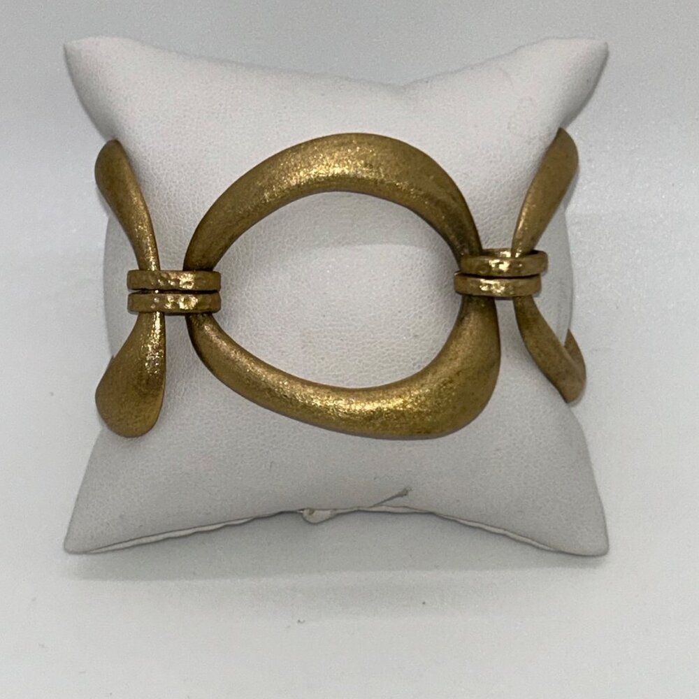 Rivka Friedman Brushed Gold-tone Oval Link Bracelet Clad Textured Statement